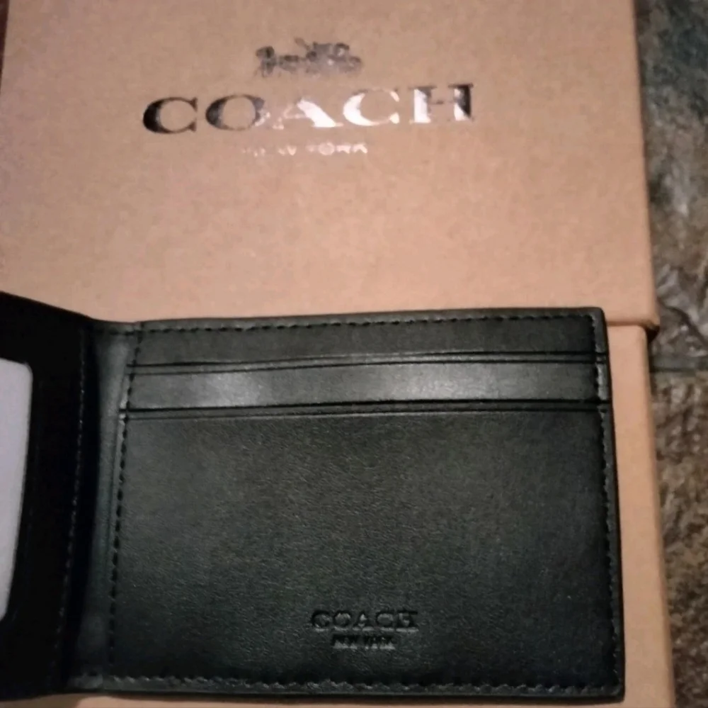 Coach Black ID Key Card Holder Raised Embossed Jacquard C New Without Tags